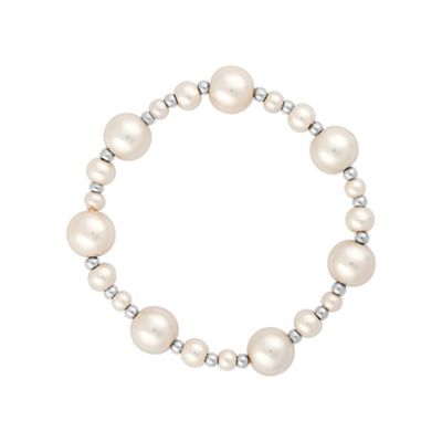 Cream pearl graduated stretch bracelet